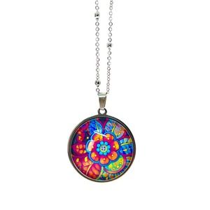 🚫SOLD Antique Psychedelic Rainbow Flower Necklace